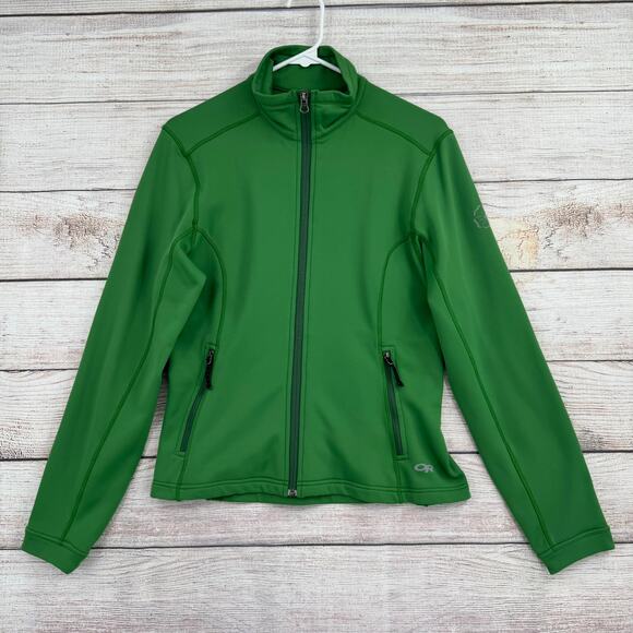 Outdoor Research Mock Neck Running Track Jacket Womens Medium Green Hiking - Picture 1 of 12
